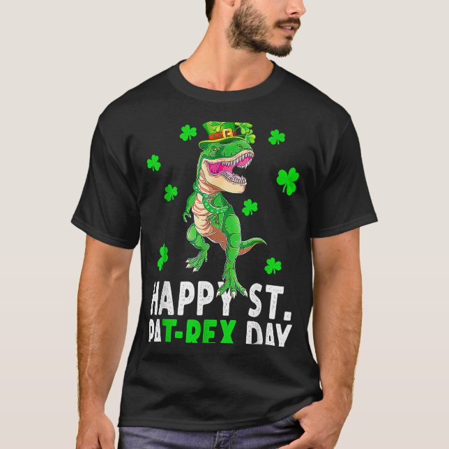 Camiseta Happy St Pat Rex Day Dino Saurus St Patricks Day B (Anverso)