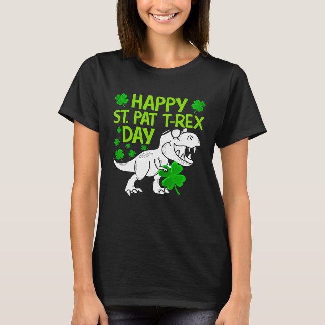 Camiseta Happy St Pat Rex Day Dino Shamrock St Patricks Day (Anverso)