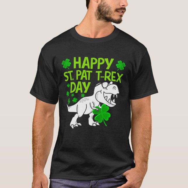 Camiseta Happy St Pat Rex Day Dino Shamrock St Patricks Day (Anverso)