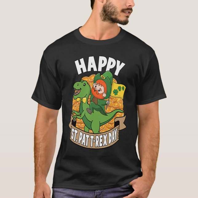 Camiseta Happy St Pat Rex Day Dino St Patricks Dinosaur Boy (Anverso)