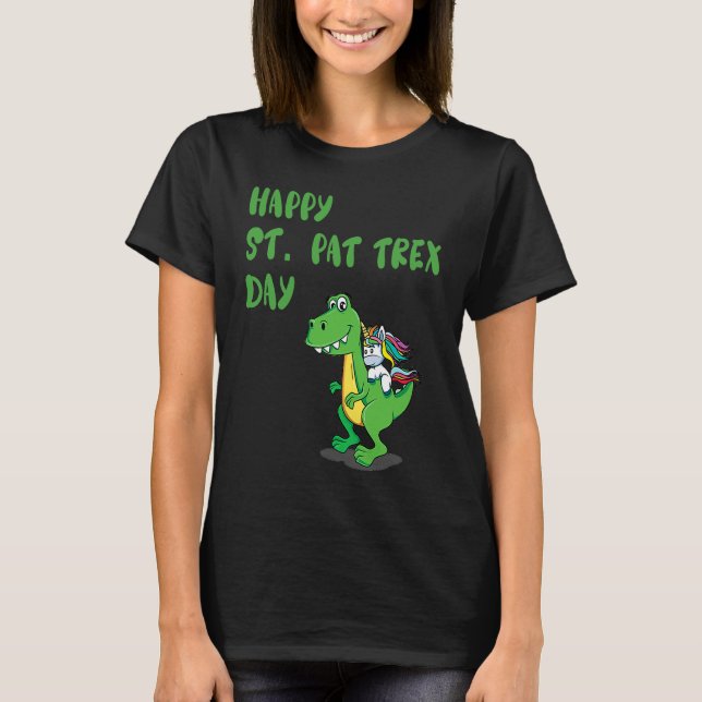 Camiseta Happy St Pat Rex Day Dinosaur (Anverso)