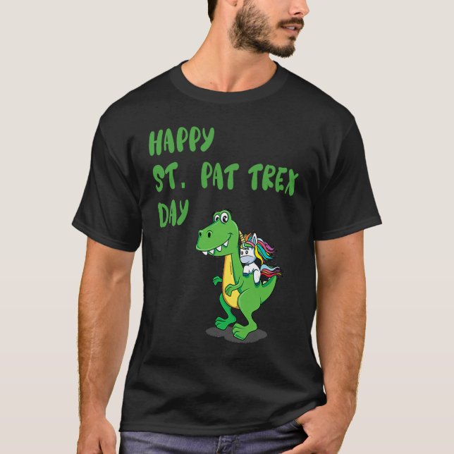 Camiseta Happy St Pat Rex Day Dinosaur (Anverso)