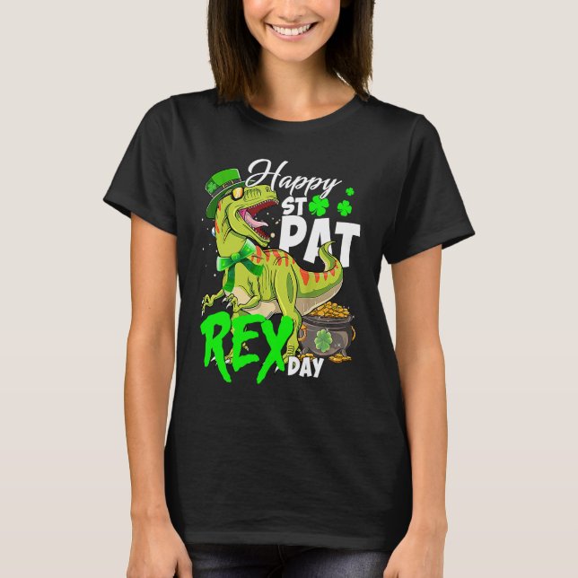 Camiseta Happy St Pat Rex Day Dinosaur Irish Shamrock St Pa (Anverso)