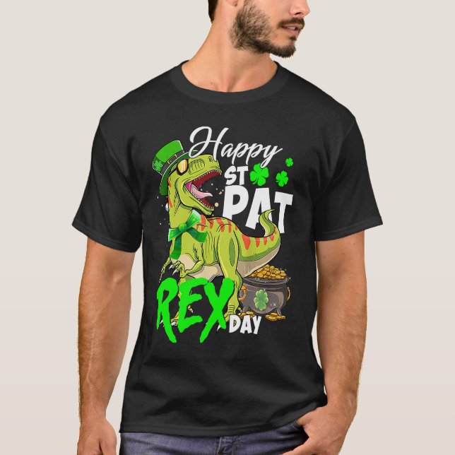 Camiseta Happy St Pat Rex Day Dinosaur Irish Shamrock St Pa (Anverso)
