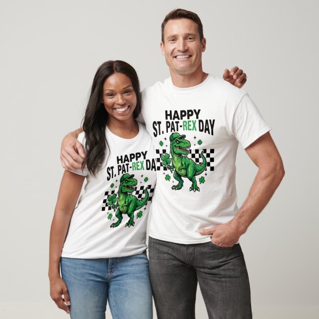 Camiseta Happy St Pat-Rex Day Dinosaur Party (Unisexo)