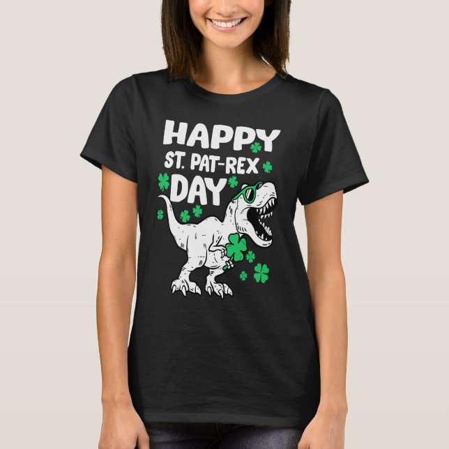 Camiseta Happy St Pat Rex Day Dinosaur St Patricks Day Iris (Anverso)