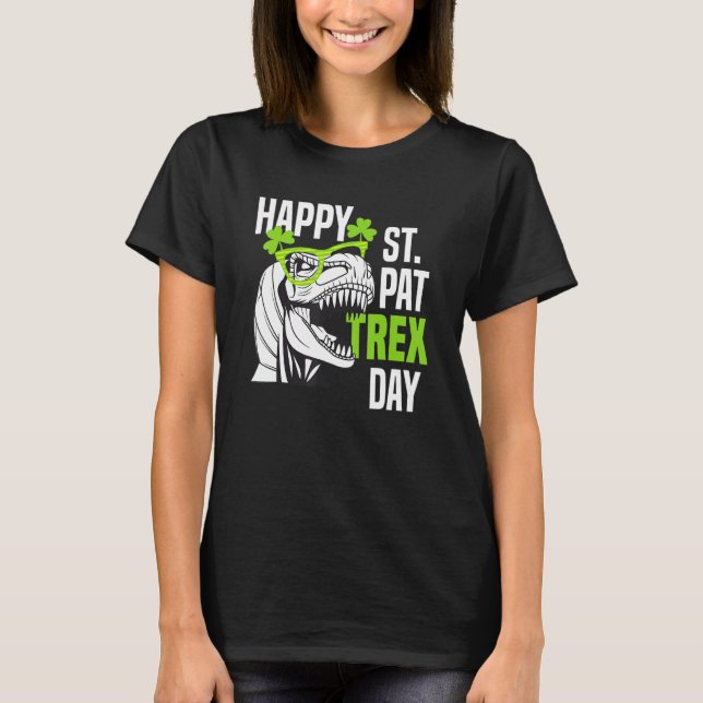 Camiseta Happy St Pat Rex Day Funny Toddler Kids Dino Saint (Anverso)