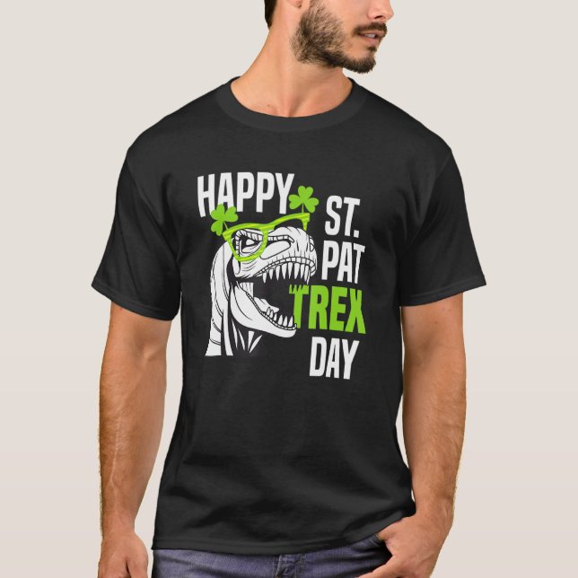 Camiseta Happy St Pat Rex Day Funny Toddler Kids Dino Saint (Anverso)