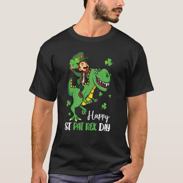 Camiseta Happy St Pat Rex Day Leprechaun Dinosaur St Patric (Anverso)