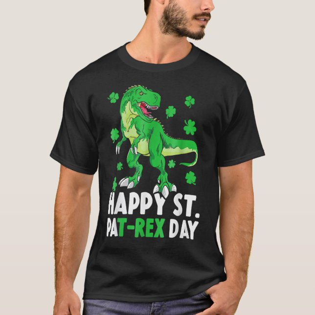 Camiseta Happy St PaT Rex Dinosaur Saint Patrick's Day For  (Anverso)
