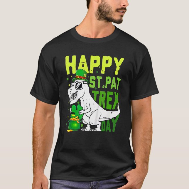 Camiseta Happy St PaT Rex Dinosaur Saint Patrick's Day For  (Anverso)