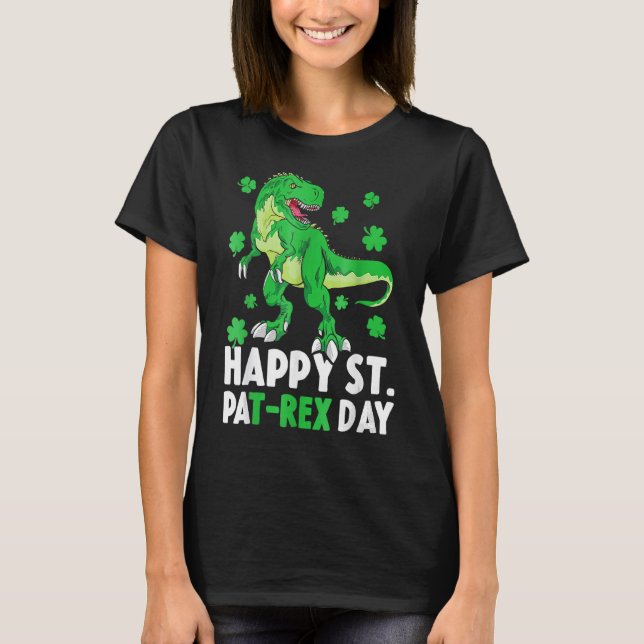 Camiseta Happy St PaT Rex Dinosaur Saint Patrick's Day For  (Anverso)