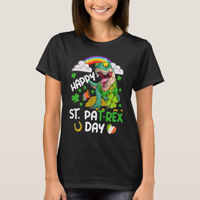 Camiseta Happy St PaT Rex Dinosaur Trex Dino Saint Patrick' (Anverso)