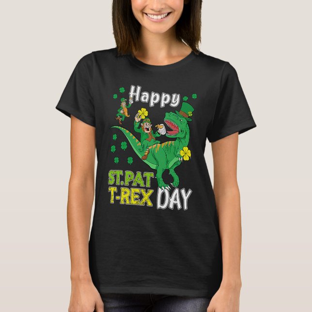 Camiseta Happy St Pat Rex Saint Patrick's Day Leprechaun Di (Anverso)
