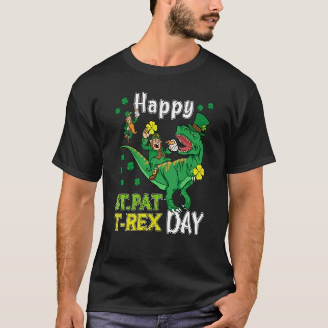 Camiseta Happy St Pat Rex Saint Patrick's Day Leprechaun Di (Anverso)