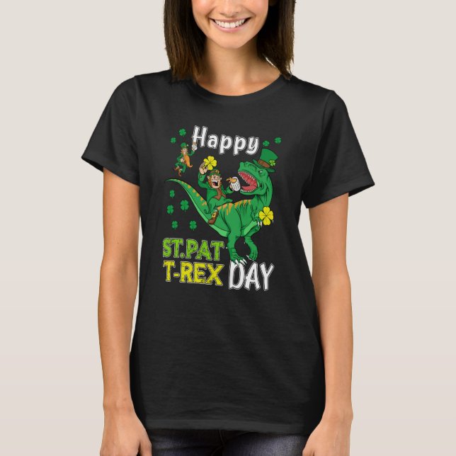 Camiseta Happy St Pat Rex Saint Patrick's Day Leprechaun Di (Anverso)