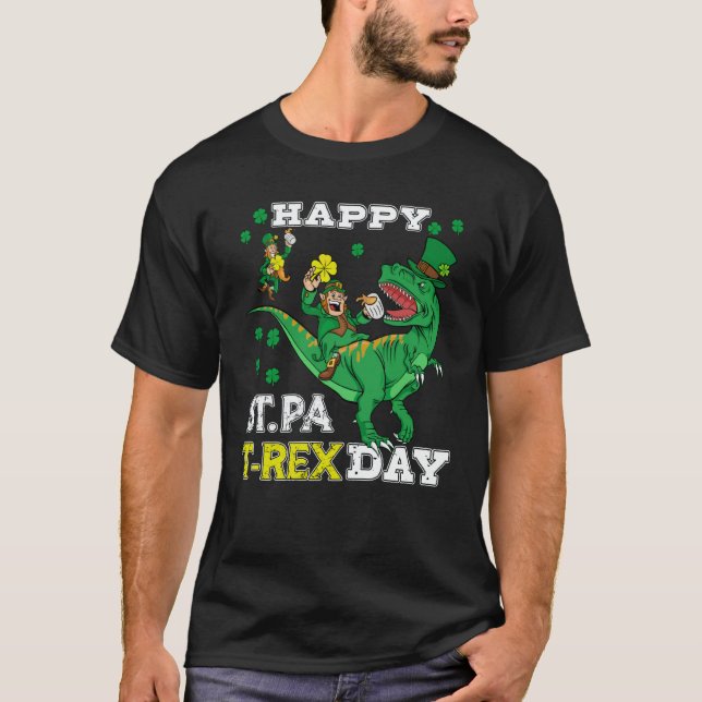 Camiseta Happy St Pat Rex Saint Patrick's Day Leprechaun Di (Anverso)