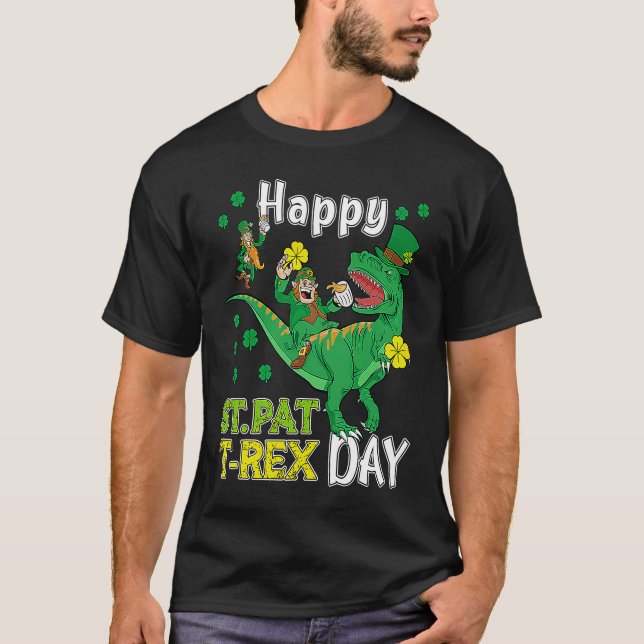 Camiseta Happy St Pat Rex Saint Patrick's Day Leprechaun Di (Anverso)