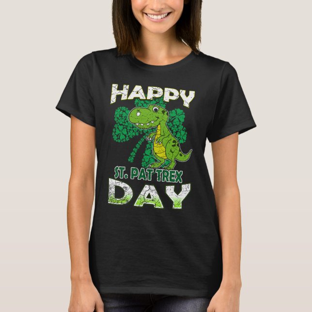 Camiseta Happy St Pat Rex St Patrick's Day Cute Dinosaur Ki (Anverso)