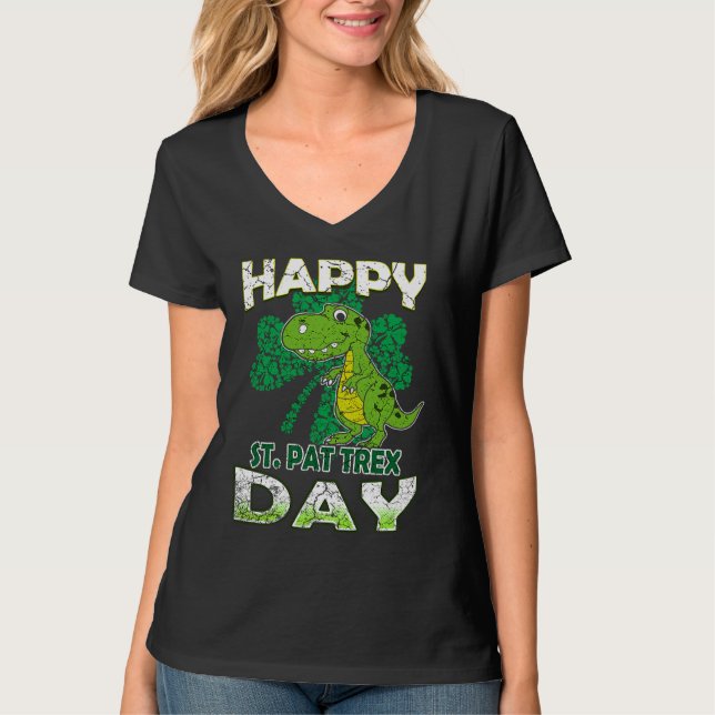 Camiseta Happy St Pat Rex St Patrick's Day Cute Dinosaur Ki (Anverso)
