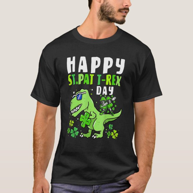 Camiseta Happy St Pat T Rex Dabbing Shamrock St Patrick's D (Anverso)