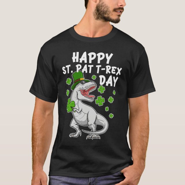 Camiseta Happy St Pat T Rex Day  Kids St Patricks Day Dinos (Anverso)