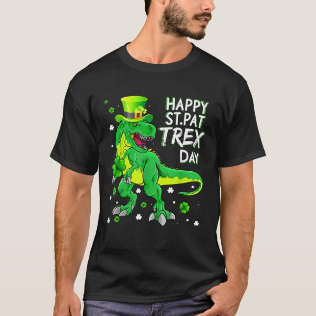 Camiseta Happy St Pat T Rex Saint Patrick's Day Boys Kids I (Anverso)