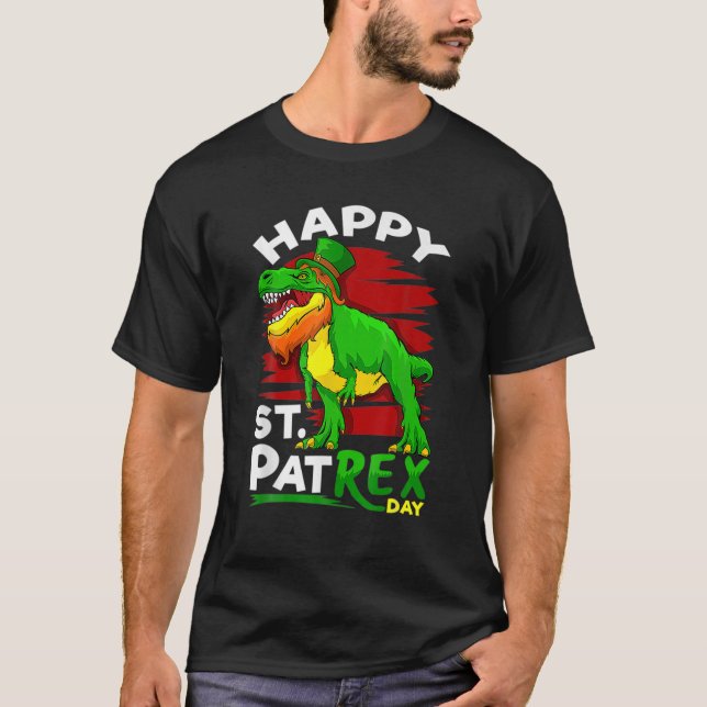 Camiseta Happy St Pat T Rex Saint Patrick's Day Boys Kids I (Anverso)