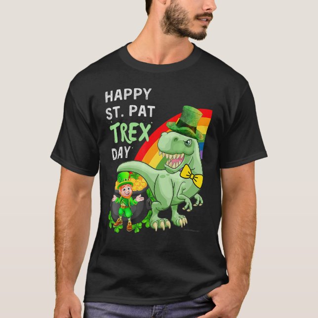 Camiseta Happy St Pat T Rex Saint Patrick's Day Dinosaur (Anverso)