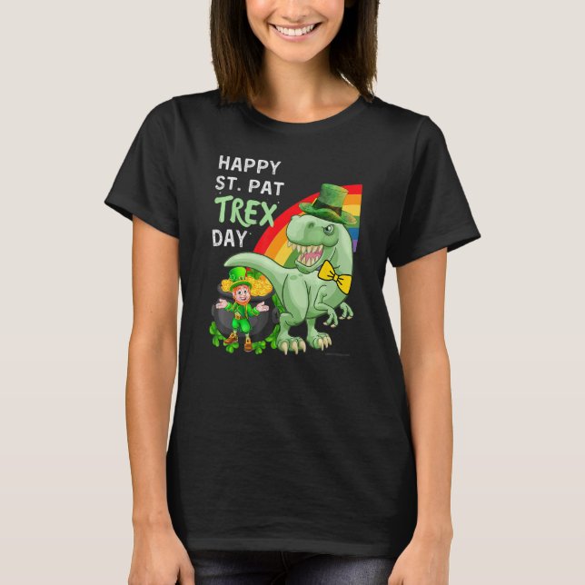 Camiseta Happy St Pat T Rex Saint Patrick's Day Dinosaur (Anverso)