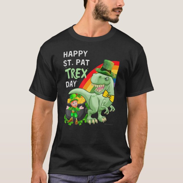 Camiseta Happy St Pat T Rex Saint Patrick's Day Dinosaur (Anverso)