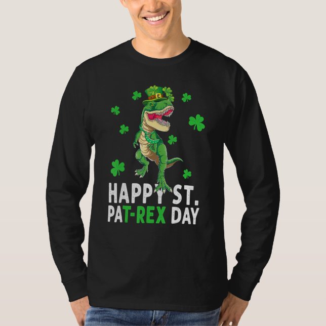 Camiseta Happy St Pat T Rex Saint Patrick's Day Dinosaur Bo (Anverso)