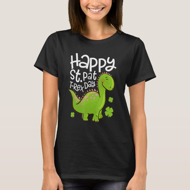 Camiseta Happy St Pat T Rex Saint Patrick's Day Dinosaur Bo (Anverso)