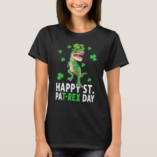 Camiseta Happy St Pat T Rex Saint Patrick's Day Dinosaur Bo (Anverso)