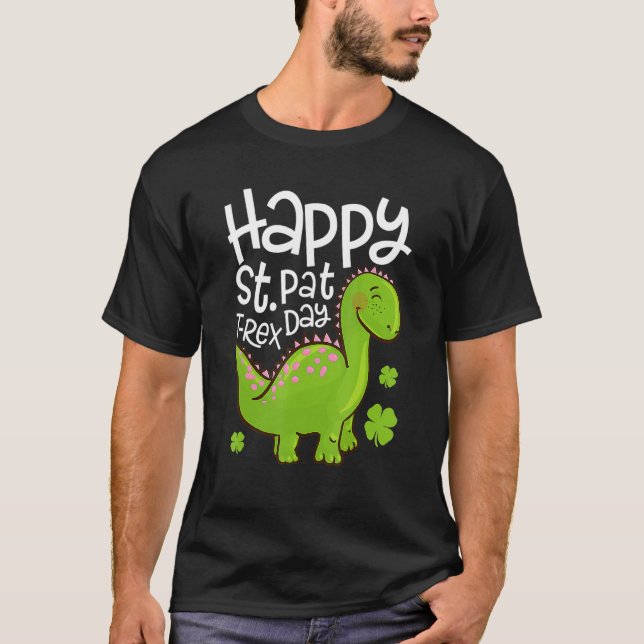 Camiseta Happy St Pat T Rex Saint Patrick's Day Dinosaur Bo (Anverso)