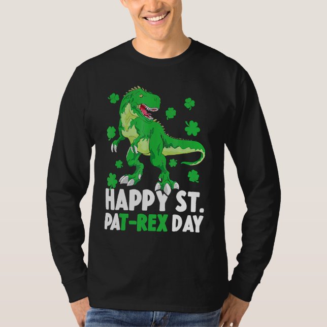 Camiseta Happy St Pat T Rex Saint Patrick's Day Dinosaur Bo (Anverso)
