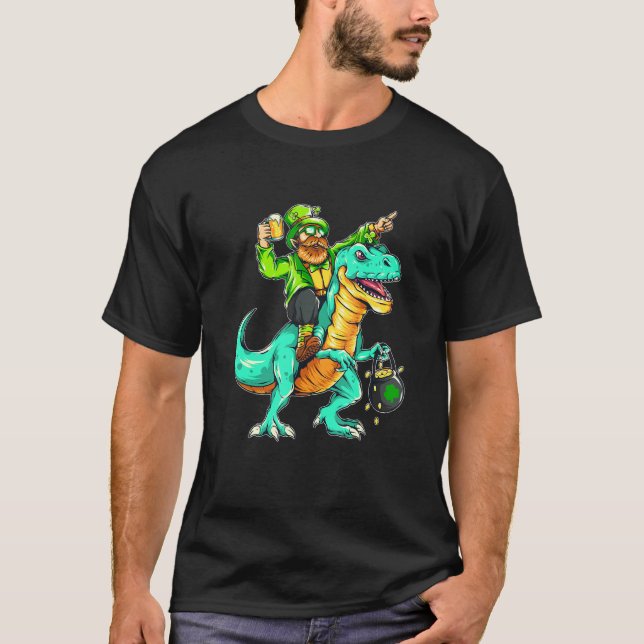 Camiseta Happy St Pat T Rex Saint Patrick's Day Leprechaun (Anverso)