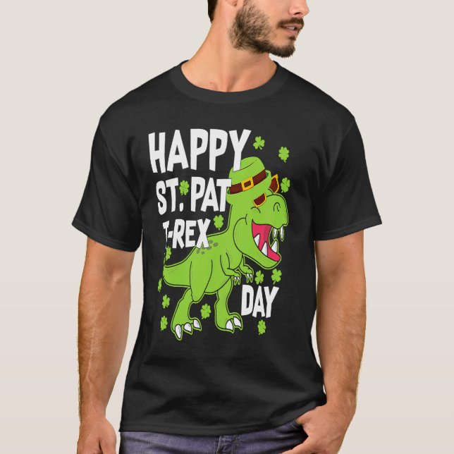 Camiseta Happy St Pat Trex Day Dino St Patricks Day Kids To (Anverso)