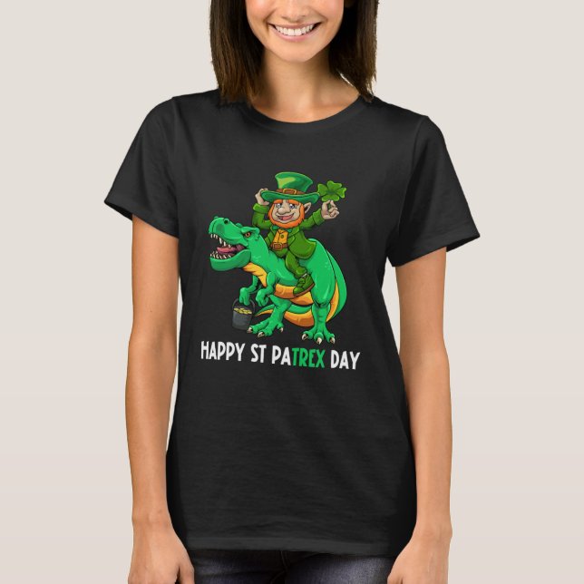 Camiseta Happy St Pat Trex Day Dino St Patricks Day Leprech (Anverso)