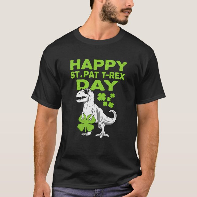 Camiseta Happy St Pat Trex Day Dino St Patricks Day Toddler (Anverso)