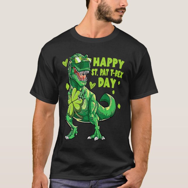 Camiseta Happy St Pat Trex Day Dino St Patricks Day Toddler (Anverso)