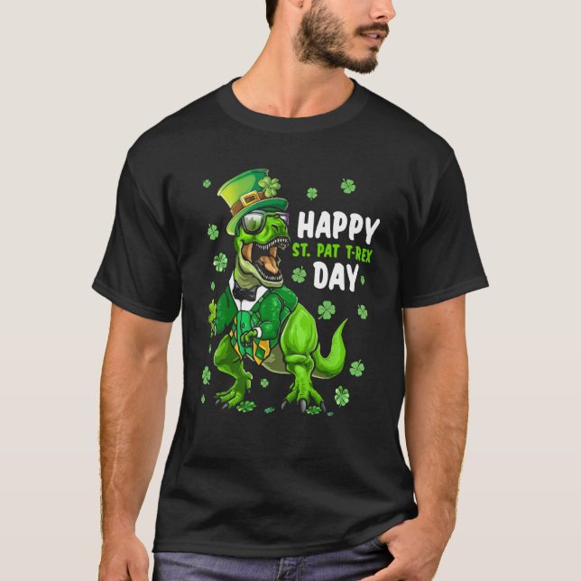 Camiseta Happy St Pat Trex Day Dino St Patricks Day Toddler (Anverso)