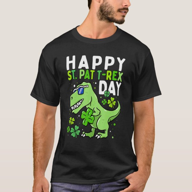 Camiseta Happy St Pat Trex Day Dino St Patricks Day Toddler (Anverso)