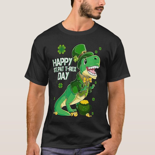 Camiseta Happy St Pat Trex Day Dino St Patricks Day Toddler (Anverso)