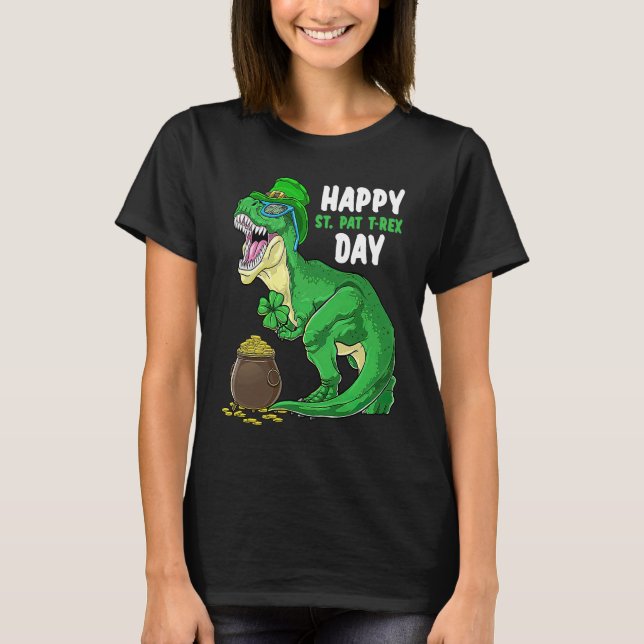 Camiseta Happy St Pat Trex Day Dino St Patricks Day Toddler (Anverso)