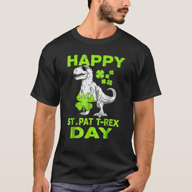 Camiseta Happy St Pat Trex Day Dino St Patricks Day Toddler (Anverso)