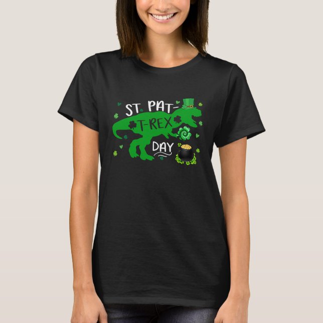 Camiseta Happy St Pat Trex Day Dino St Patricks Day Toddler (Anverso)