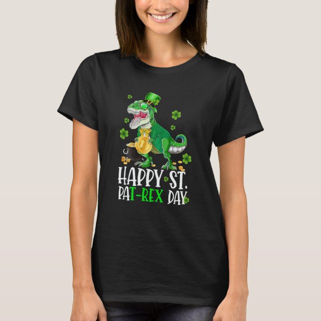 Camiseta Happy St Pat Trex Day Dino St Patricks Day Toddler (Anverso)