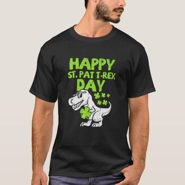 Camiseta Happy St Pat Trex Day Dino St Patricks Day Toddler (Anverso)