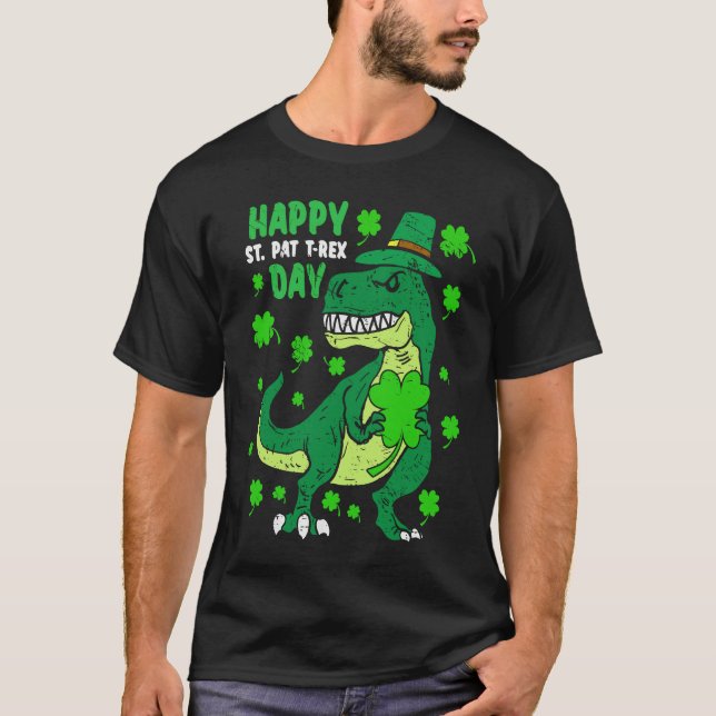 Camiseta Happy St Pat Trex Day Dino St Patricks Day Toddler (Anverso)